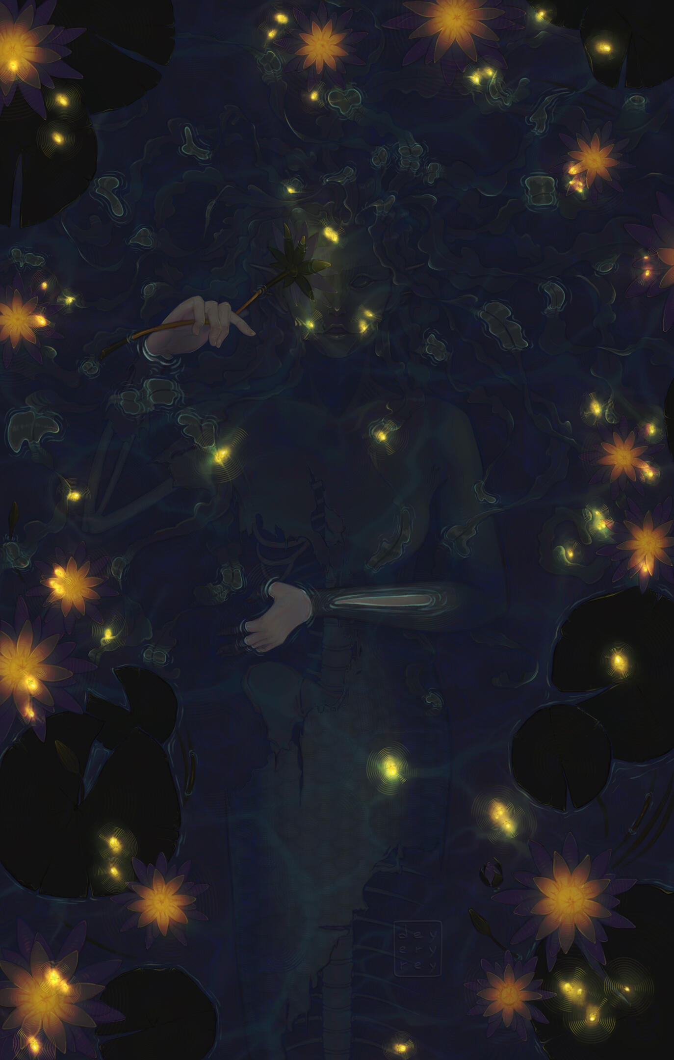 Fireflies and Water lilies